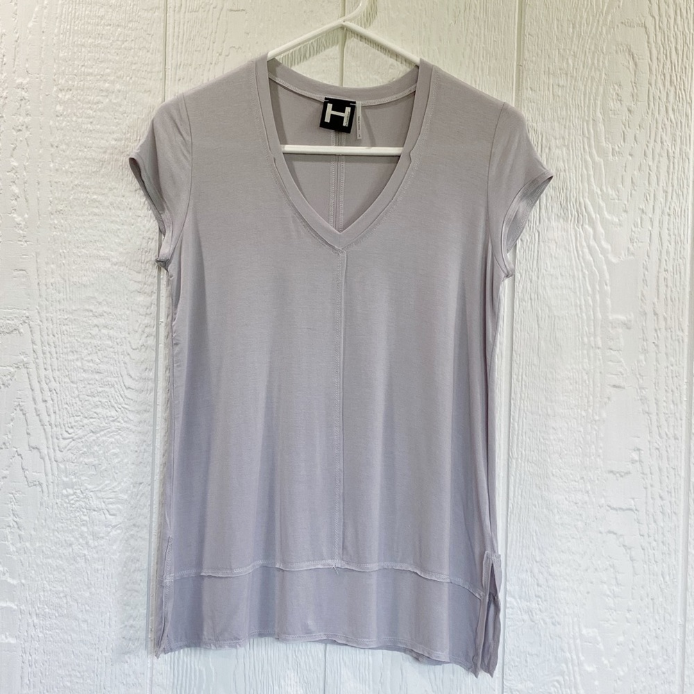H by Bordeaux V neck T shirt, V neck Tee, Distressed t shirt